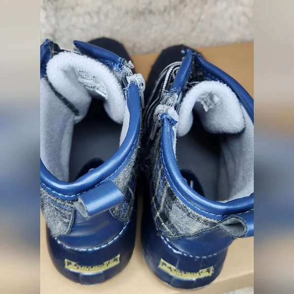 Portland Navy Plaid Duck Duck Boots Womens Size 7m Rain Snow Blue Gray - Picture 5 of 6